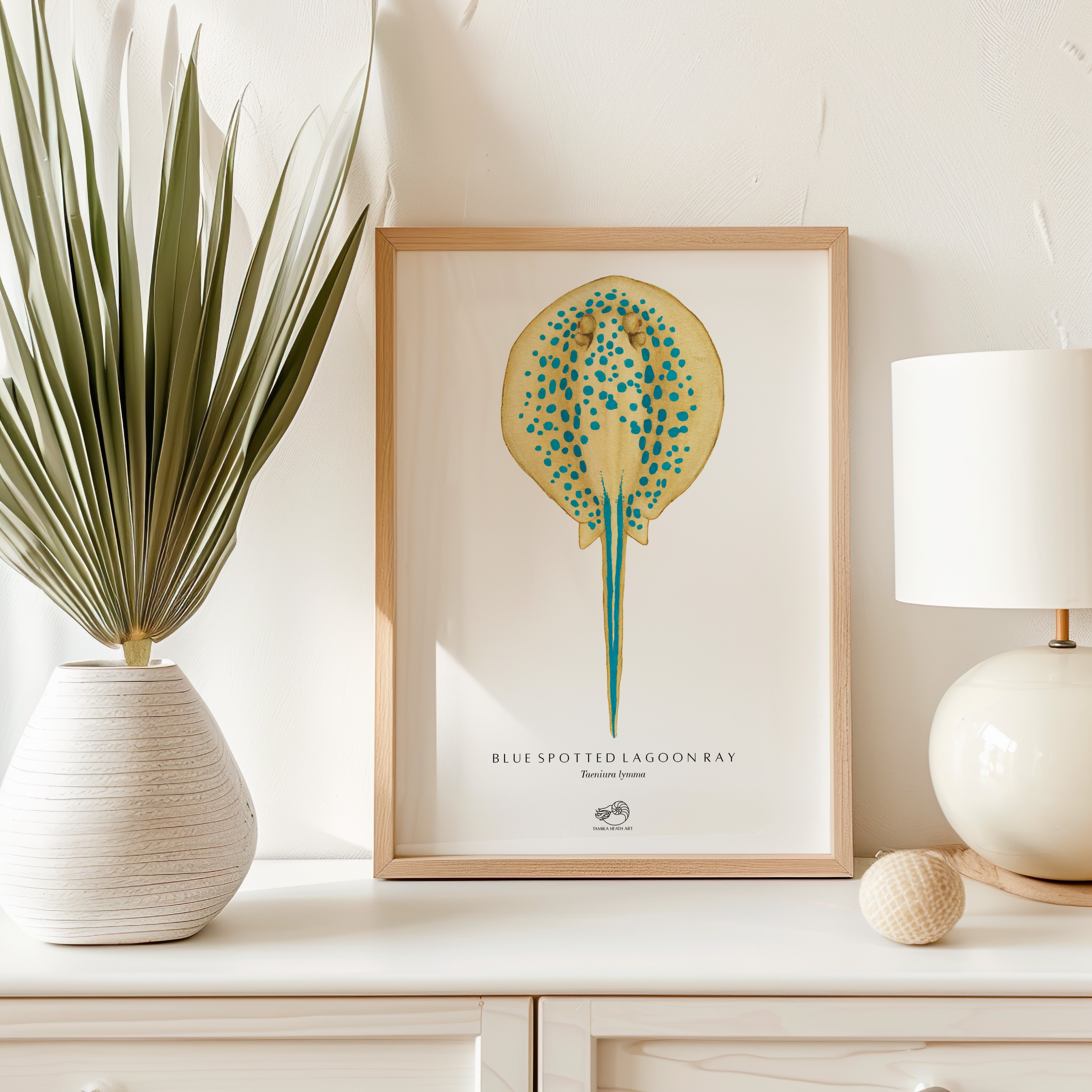 Blue Spotted Lagoon Ray Art Print