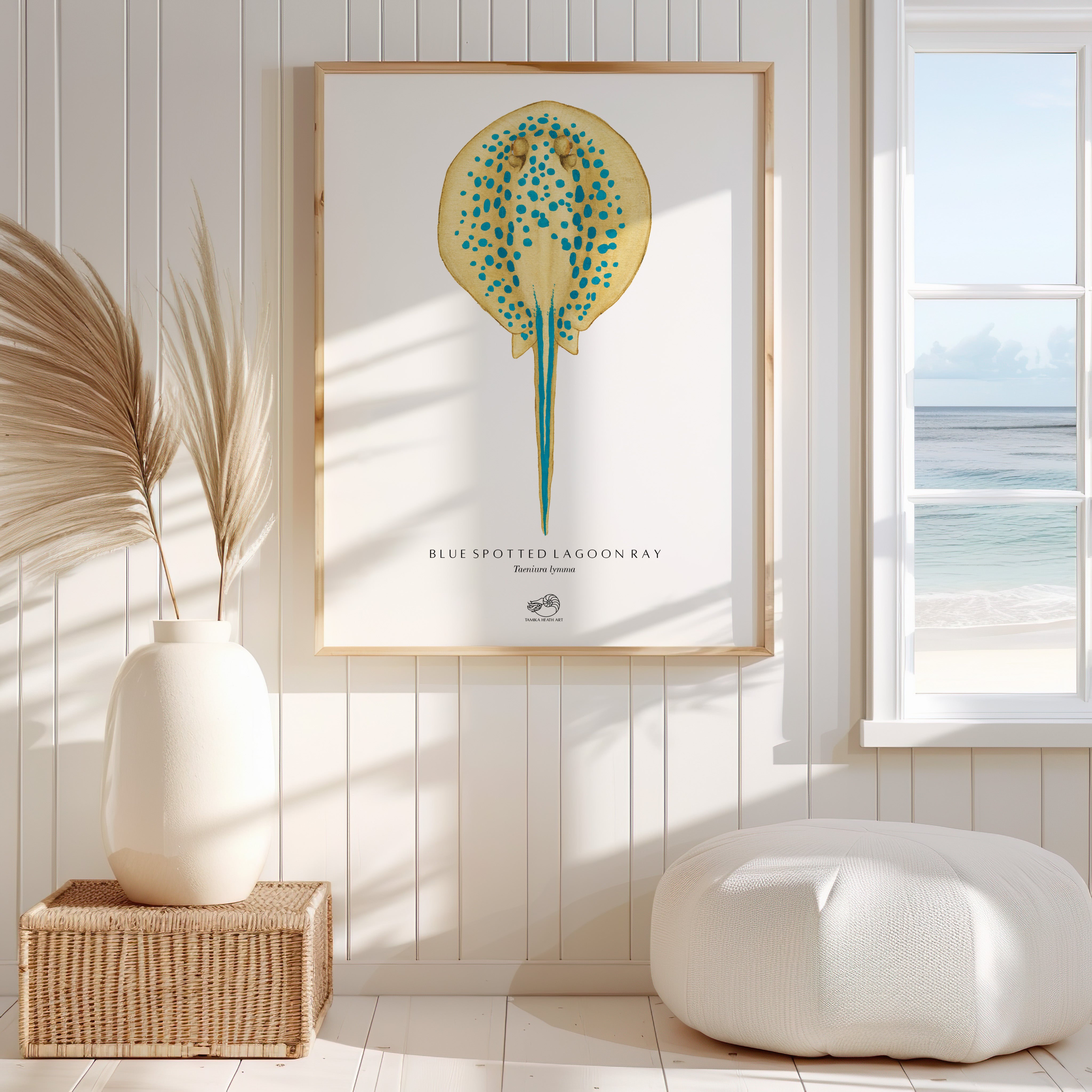 Blue Spotted Lagoon Ray Art Print