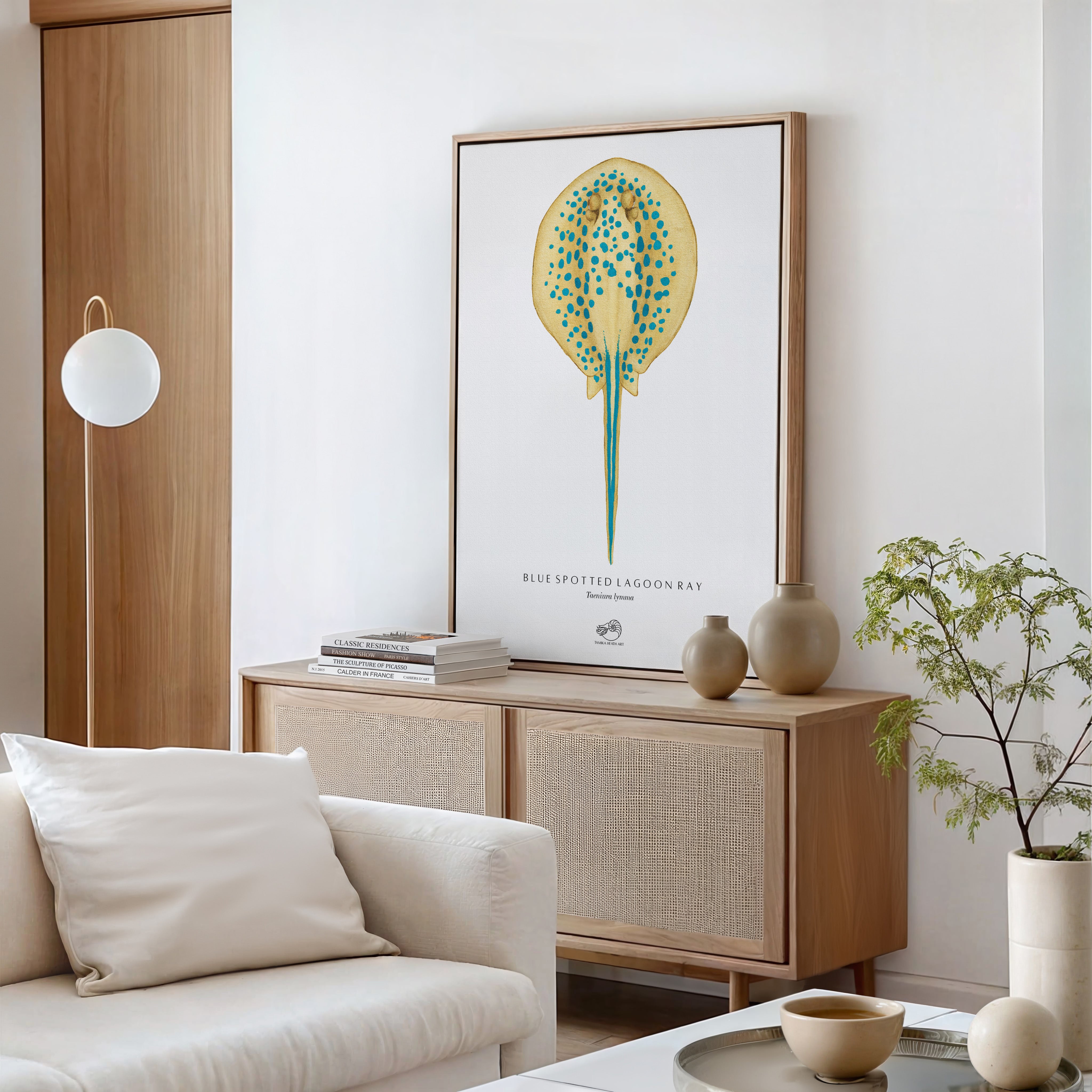 Blue Spotted Lagoon Ray Canvas Print